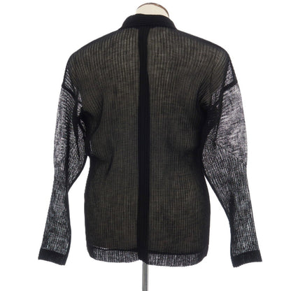 【中古】オム プリッセ イッセイミヤケ HOMME PLISSE ISSEY MIYAKE 2026年秋冬 メッシュ プリーツ オープンカラー カジュアルシャツ ブラック【サイズ表記なし（L位）】【 状態ランクA 】【 メンズ 】