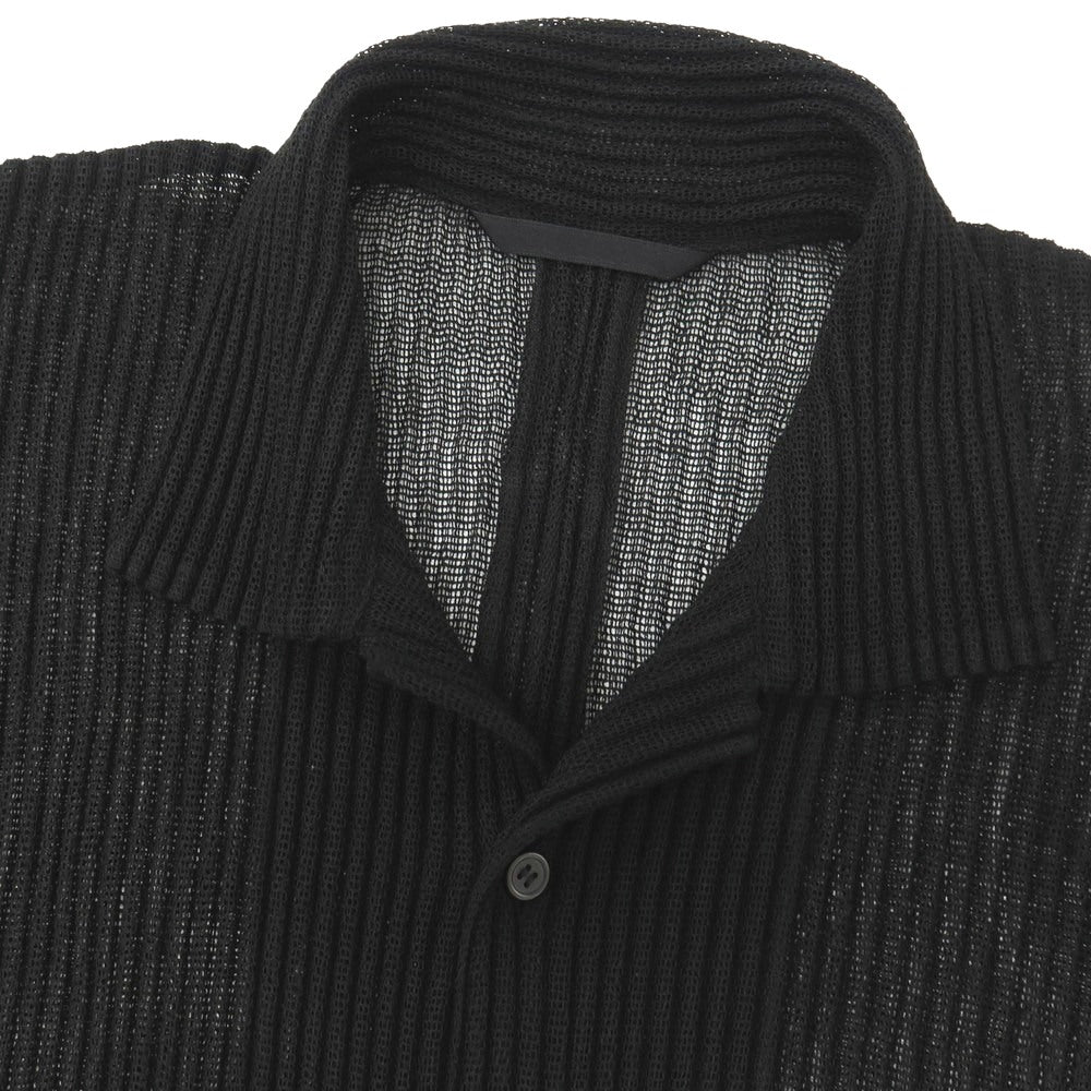 【中古】オム プリッセ イッセイミヤケ HOMME PLISSE ISSEY MIYAKE 2026年秋冬 メッシュ プリーツ オープンカラー カジュアルシャツ ブラック【サイズ表記なし（L位）】【 状態ランクA 】【 メンズ 】