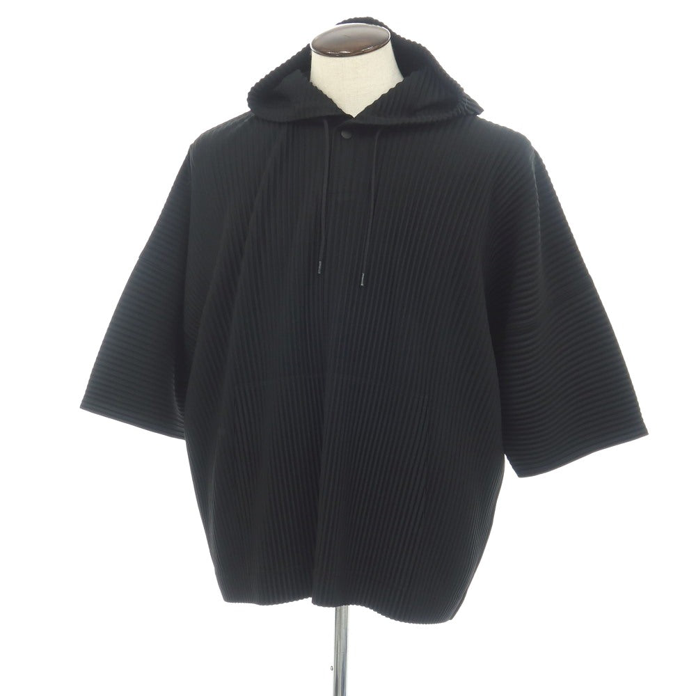 【中古】オム プリッセ イッセイミヤケ HOMME PLISSE ISSEY MIYAKE 2026年春夏 プリーツ 半袖 プルオーバー パーカー ブラック【サイズ表記なし（L位）】【 状態ランクA 】【 メンズ 】