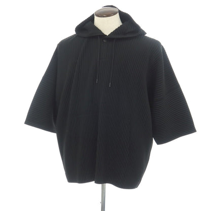 【中古】オム プリッセ イッセイミヤケ HOMME PLISSE ISSEY MIYAKE 2026年春夏 プリーツ 半袖 プルオーバー パーカー ブラック【サイズ表記なし（L位）】【 状態ランクA 】【 メンズ 】