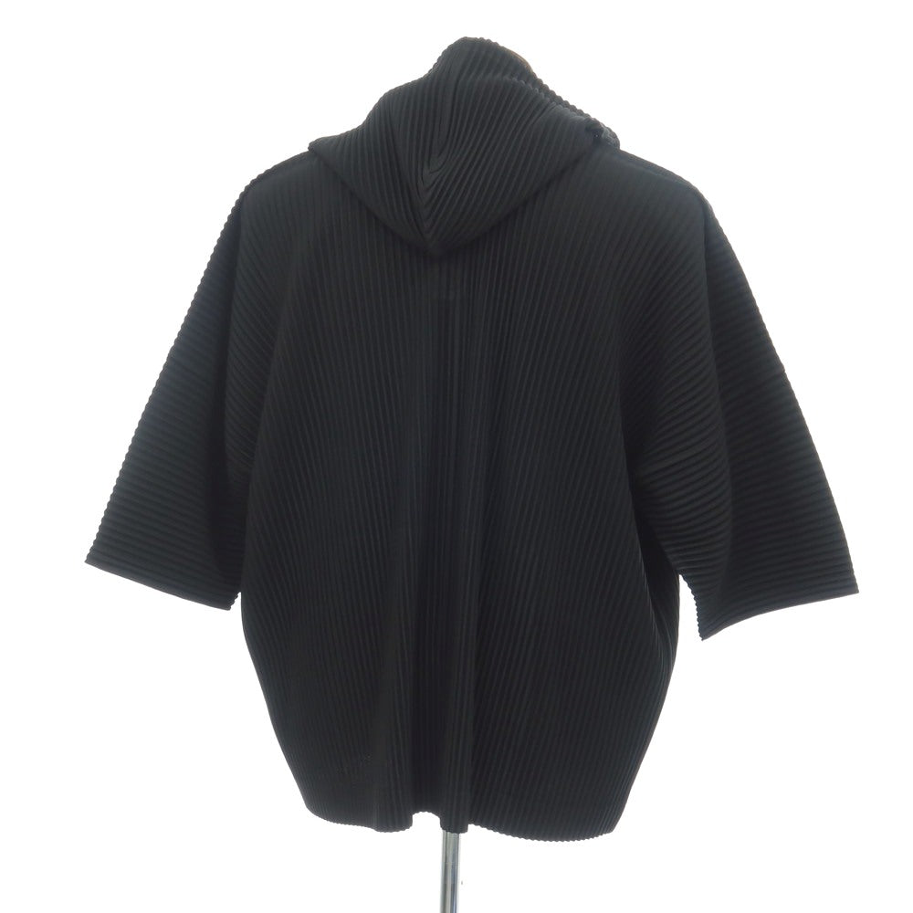 【中古】オム プリッセ イッセイミヤケ HOMME PLISSE ISSEY MIYAKE 2026年春夏 プリーツ 半袖 プルオーバー パーカー ブラック【サイズ表記なし（L位）】【 状態ランクA 】【 メンズ 】