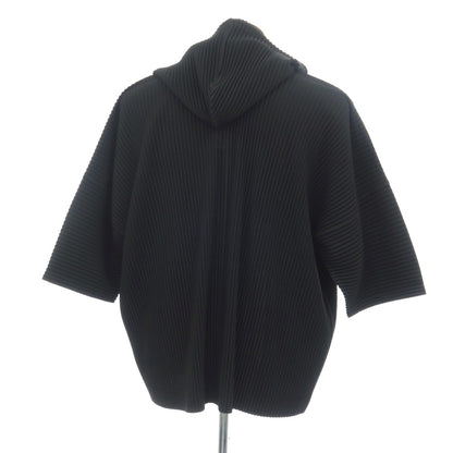 【中古】オム プリッセ イッセイミヤケ HOMME PLISSE ISSEY MIYAKE 2026年春夏 プリーツ 半袖 プルオーバー パーカー ブラック【サイズ表記なし（L位）】【 状態ランクA 】【 メンズ 】