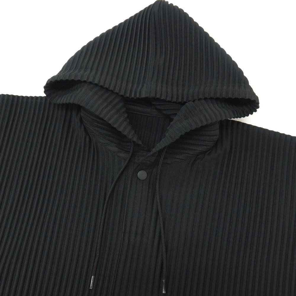 【中古】オム プリッセ イッセイミヤケ HOMME PLISSE ISSEY MIYAKE 2026年春夏 プリーツ 半袖 プルオーバー パーカー ブラック【サイズ表記なし（L位）】【 状態ランクA 】【 メンズ 】