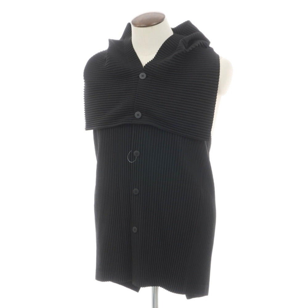 【中古】オム プリッセ イッセイミヤケ HOMME PLISSE ISSEY MIYAKE 2026年春夏 プリーツ フード付きベスト ブラック【サイズ表記なし（L位）】【 状態ランクA 】【 メンズ 】