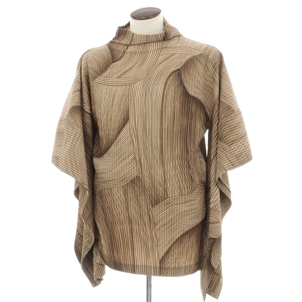 【中古】オム プリッセ イッセイミヤケ HOMME PLISSE ISSEY MIYAKE ポリエステル系 プリーツ加工 変形カットソー ブラウン系【サイズ表記なし（L位）】【 状態ランクA 】【 メンズ 】