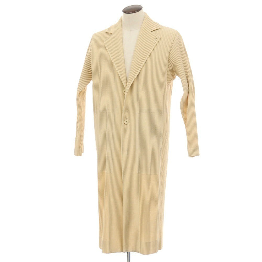 【中古】オム プリッセ イッセイミヤケ HOMME PLISSE ISSEY MIYAKE 2025年秋冬 プリーツ チェスターフィールドコート ベージュ【サイズ表記なし（L位）】【 状態ランクA 】【 メンズ 】
