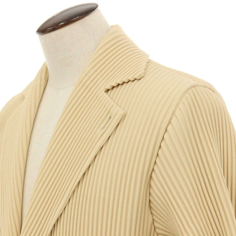 【中古】オム プリッセ イッセイミヤケ HOMME PLISSE ISSEY MIYAKE 2025年秋冬 プリーツ チェスターフィールドコート ベージュ【サイズ表記なし（L位）】【 状態ランクA 】【 メンズ 】