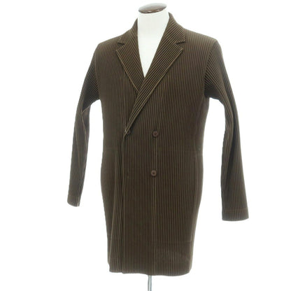 【中古】オム プリッセ イッセイミヤケ HOMME PLISSE ISSEY MIYAKE 2026年春夏 プリーツ ダブル4B ロングジャケット ダークオリーブ【サイズ表記なし（L位）】【 状態ランクA 】【 メンズ 】