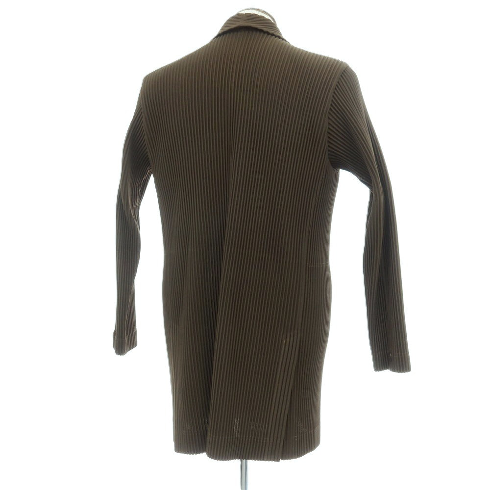 【中古】オム プリッセ イッセイミヤケ HOMME PLISSE ISSEY MIYAKE 2026年春夏 プリーツ ダブル4B ロングジャケット ダークオリーブ【サイズ表記なし（L位）】【 状態ランクA 】【 メンズ 】