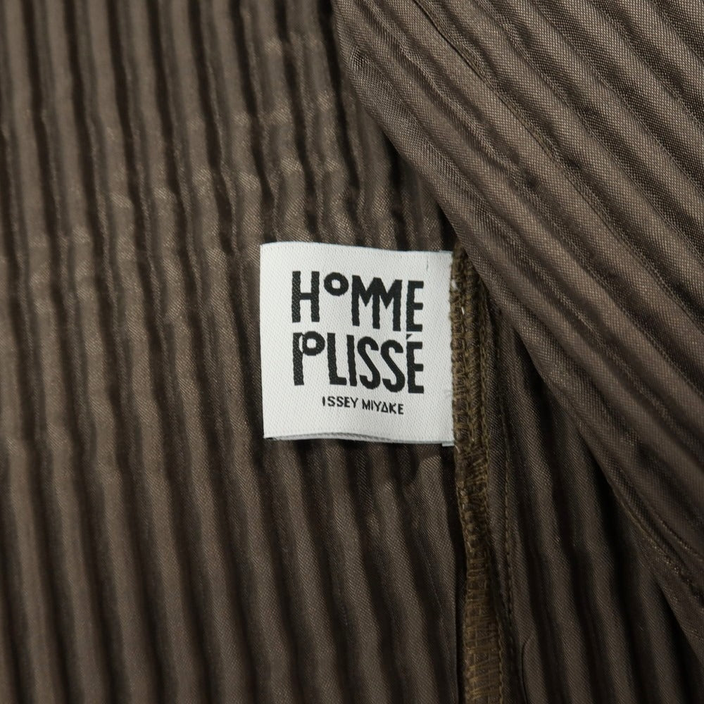 【中古】オム プリッセ イッセイミヤケ HOMME PLISSE ISSEY MIYAKE 2026年春夏 プリーツ ダブル4B ロングジャケット ダークオリーブ【サイズ表記なし（L位）】【 状態ランクA 】【 メンズ 】