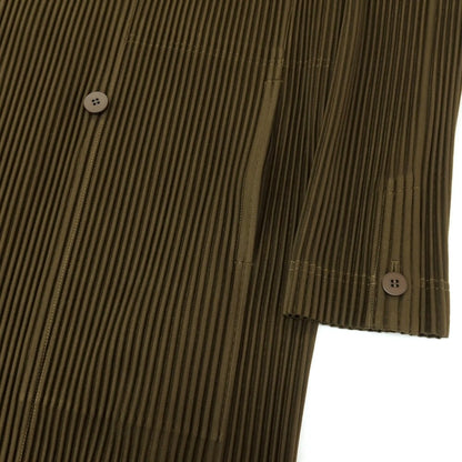 【中古】オム プリッセ イッセイミヤケ HOMME PLISSE ISSEY MIYAKE 2026年春夏 プリーツ ダブル4B ロングジャケット ダークオリーブ【サイズ表記なし（L位）】【 状態ランクA 】【 メンズ 】