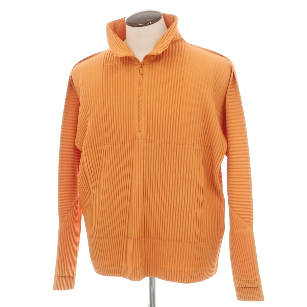 【中古】オム プリッセ イッセイミヤケ HOMME PLISSE ISSEY MIYAKE 2026年春夏 プリーツ加工 ハーフジップ プルオーバーカットソー オレンジ【サイズ表記なし（L位）】【 状態ランクA 】【 メンズ 】