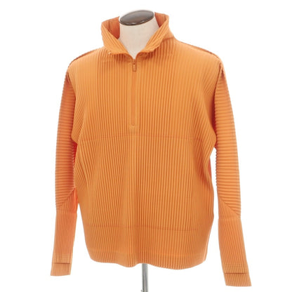 【中古】オム プリッセ イッセイミヤケ HOMME PLISSE ISSEY MIYAKE 2026年春夏 プリーツ加工 ハーフジップ プルオーバーカットソー オレンジ【サイズ表記なし（L位）】【 状態ランクA 】【 メンズ 】