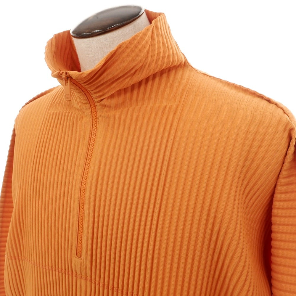 【中古】オム プリッセ イッセイミヤケ HOMME PLISSE ISSEY MIYAKE 2026年春夏 プリーツ加工 ハーフジップ プルオーバーカットソー オレンジ【サイズ表記なし（L位）】【 状態ランクA 】【 メンズ 】
