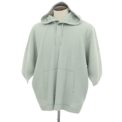 【中古】オム プリッセ イッセイミヤケ HOMME PLISSE ISSEY MIYAKE 2026年春夏 プリーツ 半袖 プルオーバー パーカー アイスグリーン【サイズ表記なし（L位）】【 状態ランクA 】【 メンズ 】
