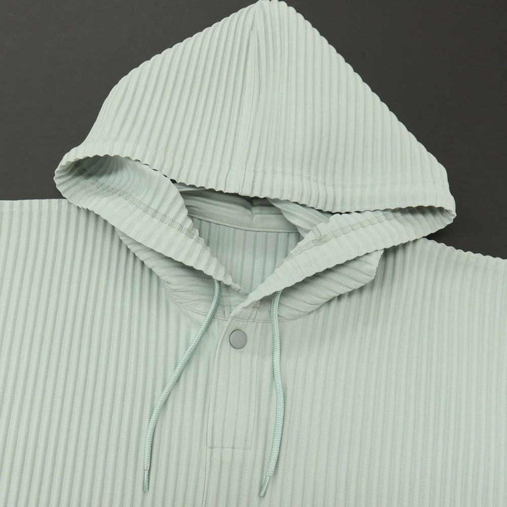 【中古】オム プリッセ イッセイミヤケ HOMME PLISSE ISSEY MIYAKE 2026年春夏 プリーツ 半袖 プルオーバー パーカー アイスグリーン【サイズ表記なし（L位）】【 状態ランクA 】【 メンズ 】