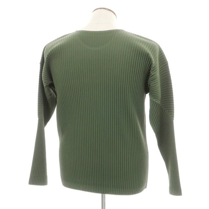 【中古】オム プリッセ イッセイミヤケ HOMME PLISSE ISSEY MIYAKE 2026年春夏 プリーツ クルーネック 長袖 カットソー モスグリーン【サイズ表記なし（L位）】【 状態ランクA 】【 メンズ 】
