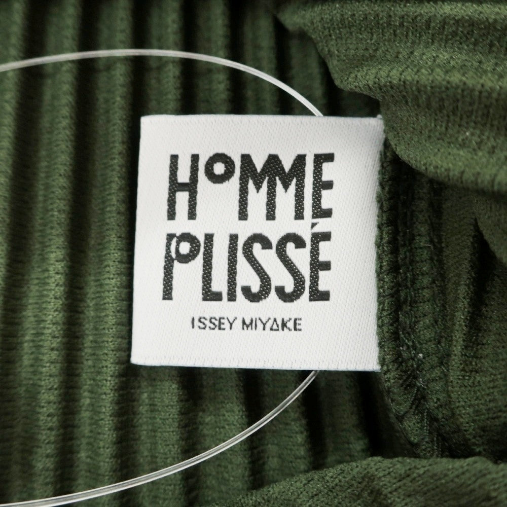 【中古】オム プリッセ イッセイミヤケ HOMME PLISSE ISSEY MIYAKE 2026年春夏 プリーツ クルーネック 長袖 カットソー モスグリーン【サイズ表記なし（L位）】【 状態ランクA 】【 メンズ 】