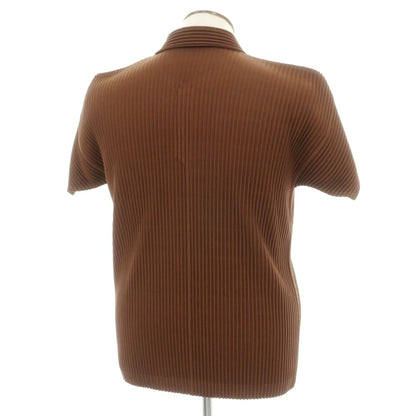 【中古】オム プリッセ イッセイミヤケ HOMME PLISSE ISSEY MIYAKE 2026年春夏 ポリエステル系 プリーツ加工 スキッパー 半袖ポロシャツ ブラウン【サイズ表記なし（L位）】【 状態ランクA 】【 メンズ 】