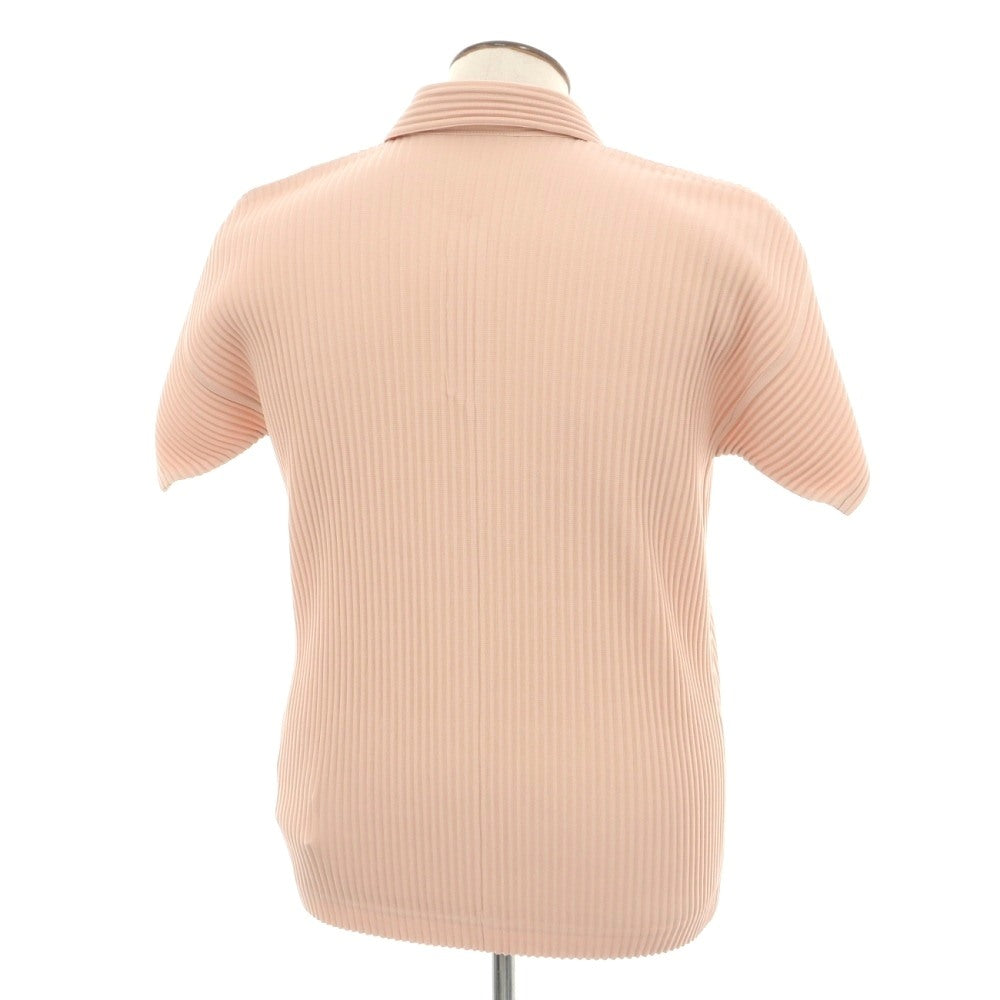 【中古】オム プリッセ イッセイミヤケ HOMME PLISSE ISSEY MIYAKE 2026年春夏 ポリエステル系 プリーツ加工 スキッパー 半袖ポロシャツ ピンクベージュ【サイズ表記なし（L位）】【 状態ランクA 】【 メンズ 】