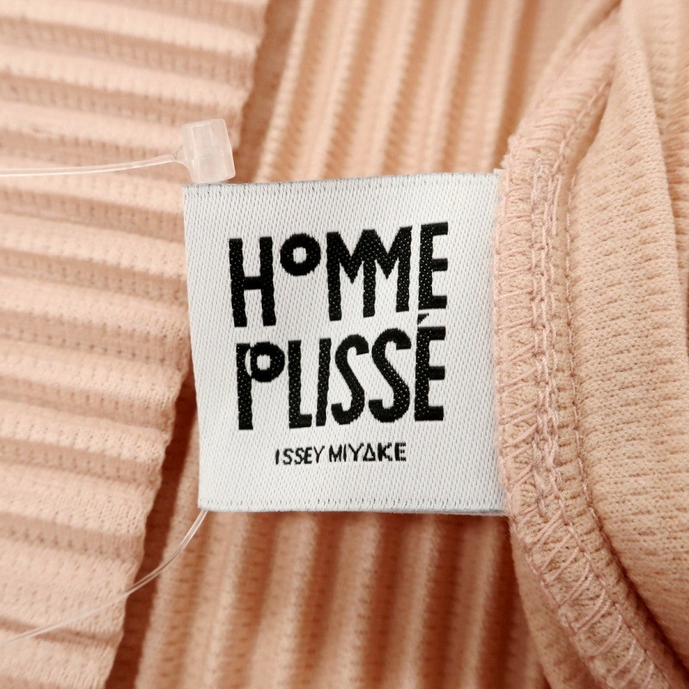【中古】オム プリッセ イッセイミヤケ HOMME PLISSE ISSEY MIYAKE 2026年春夏 ポリエステル系 プリーツ加工 スキッパー 半袖ポロシャツ ピンクベージュ【サイズ表記なし（L位）】【 状態ランクA 】【 メンズ 】