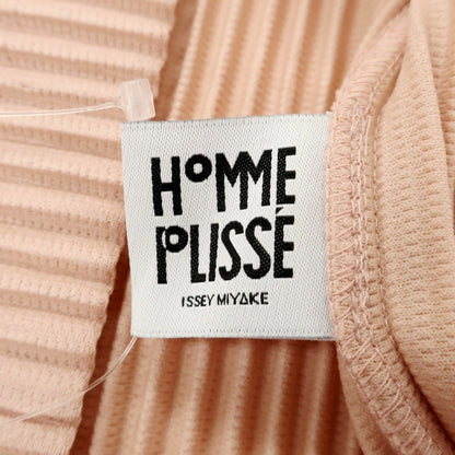 【中古】オム プリッセ イッセイミヤケ HOMME PLISSE ISSEY MIYAKE 2026年春夏 ポリエステル系 プリーツ加工 スキッパー 半袖ポロシャツ ピンクベージュ【サイズ表記なし（L位）】【 状態ランクA 】【 メンズ 】