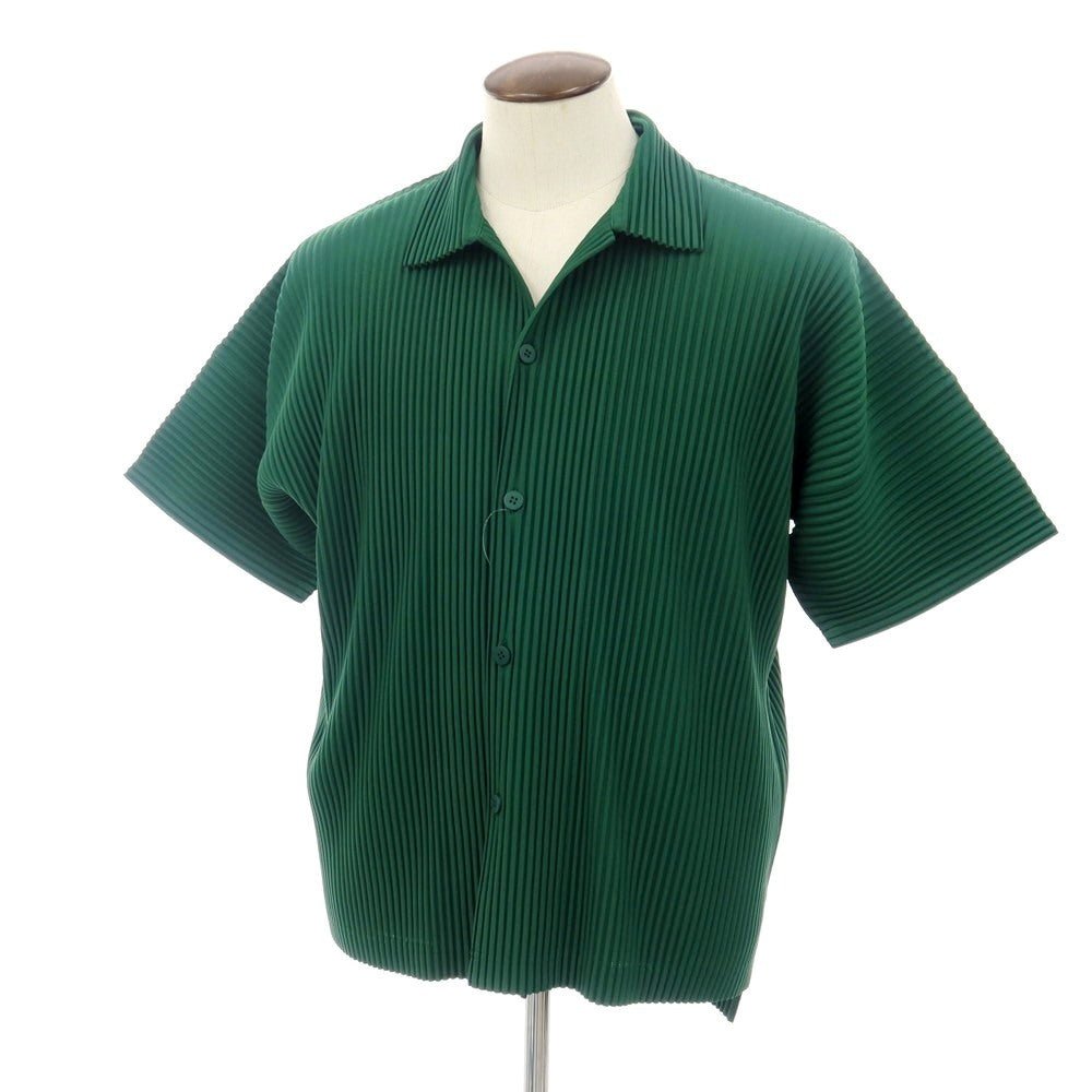 【中古】オム プリッセ イッセイミヤケ HOMME PLISSE ISSEY MIYAKE 2026年春夏 プリーツ オープンカラー 半袖シャツ グリーン【サイズ表記なし（L位）】【 状態ランクA 】【 メンズ 】
