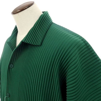 【中古】オム プリッセ イッセイミヤケ HOMME PLISSE ISSEY MIYAKE 2026年春夏 プリーツ オープンカラー 半袖シャツ グリーン【サイズ表記なし（L位）】【 状態ランクA 】【 メンズ 】