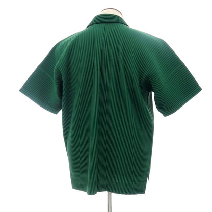 【中古】オム プリッセ イッセイミヤケ HOMME PLISSE ISSEY MIYAKE 2026年春夏 プリーツ オープンカラー 半袖シャツ グリーン【サイズ表記なし（L位）】【 状態ランクA 】【 メンズ 】