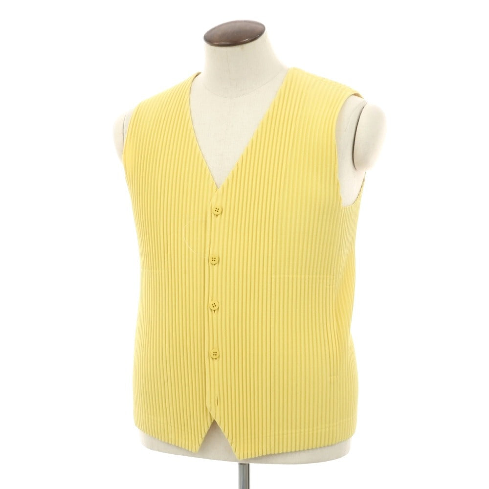 【中古】オム プリッセ イッセイミヤケ HOMME PLISSE ISSEY MIYAKE 2026年春夏 プリーツ カジュアル系ジレ ベスト イエロー【サイズ表記なし（L位）】【 状態ランクA 】【 メンズ 】