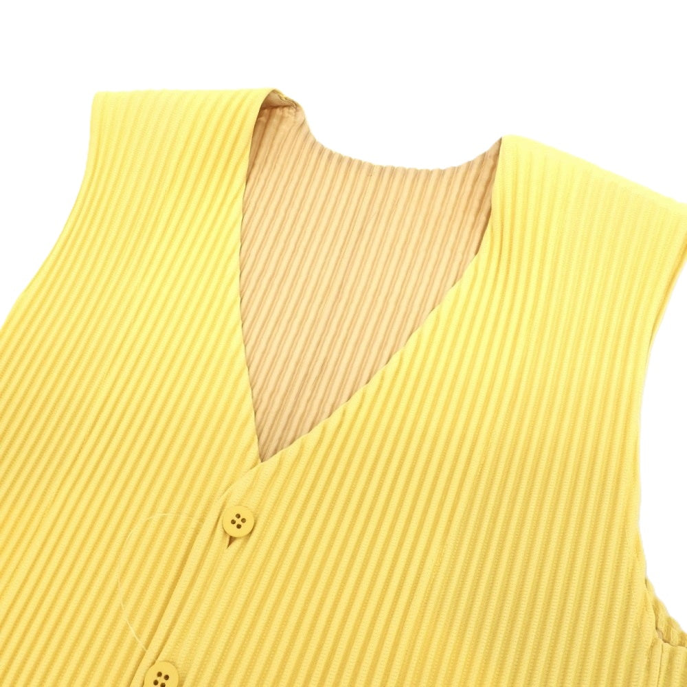 【中古】オム プリッセ イッセイミヤケ HOMME PLISSE ISSEY MIYAKE 2026年春夏 プリーツ カジュアル系ジレ ベスト イエロー【サイズ表記なし（L位）】【 状態ランクA 】【 メンズ 】