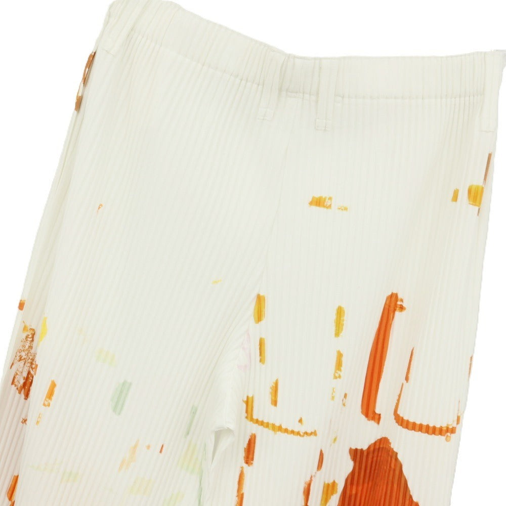 【中古】オム プリッセ イッセイミヤケ HOMME PLISSE ISSEY MIYAKE 2026年春夏 プリーツ イージーパンツ ホワイトxオレンジ【サイズ表記なし（L位）】【 状態ランクA 】【 メンズ 】