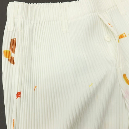 【中古】オム プリッセ イッセイミヤケ HOMME PLISSE ISSEY MIYAKE 2026年春夏 プリーツ イージーパンツ ホワイトxオレンジ【サイズ表記なし（L位）】【 状態ランクA 】【 メンズ 】