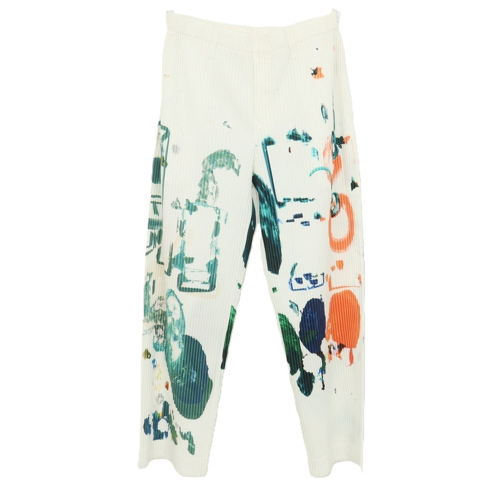【中古】オム プリッセ イッセイミヤケ HOMME PLISSE ISSEY MIYAKE 2026年春夏 プリーツ イージーパンツ ホワイトxグリーン【サイズ表記なし（L位）】【 状態ランクA 】【 メンズ 】