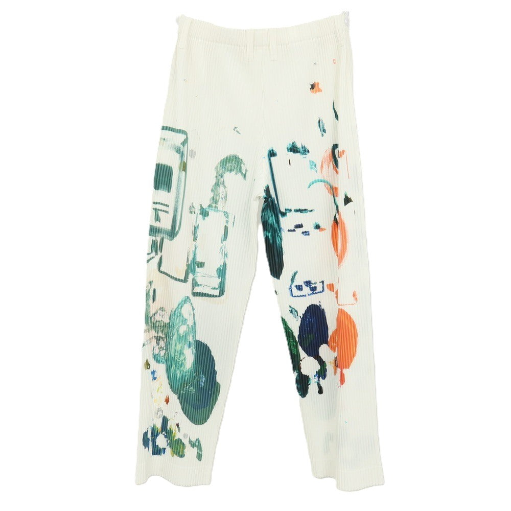 【中古】オム プリッセ イッセイミヤケ HOMME PLISSE ISSEY MIYAKE 2026年春夏 プリーツ イージーパンツ ホワイトxグリーン【サイズ表記なし（L位）】【 状態ランクA 】【 メンズ 】