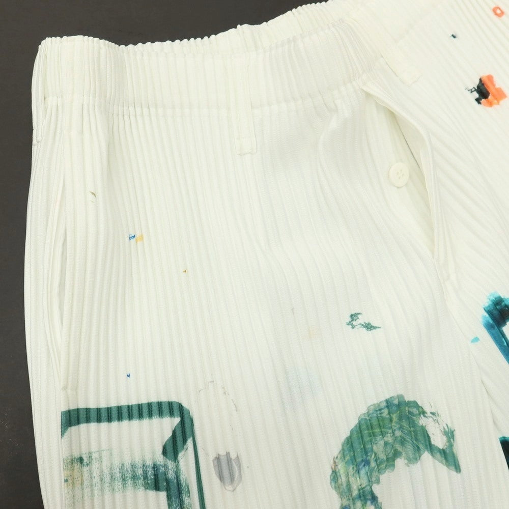 【中古】オム プリッセ イッセイミヤケ HOMME PLISSE ISSEY MIYAKE 2026年春夏 プリーツ イージーパンツ ホワイトxグリーン【サイズ表記なし（L位）】【 状態ランクA 】【 メンズ 】
