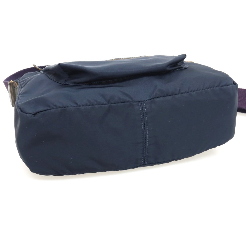 【中古】フェリージ Felisi 9362 ナイロン×レザー ショルダーバッグ ネイビーxダークブラウン【サイズ使用感】【 状態ランクC 】【 メンズ 】