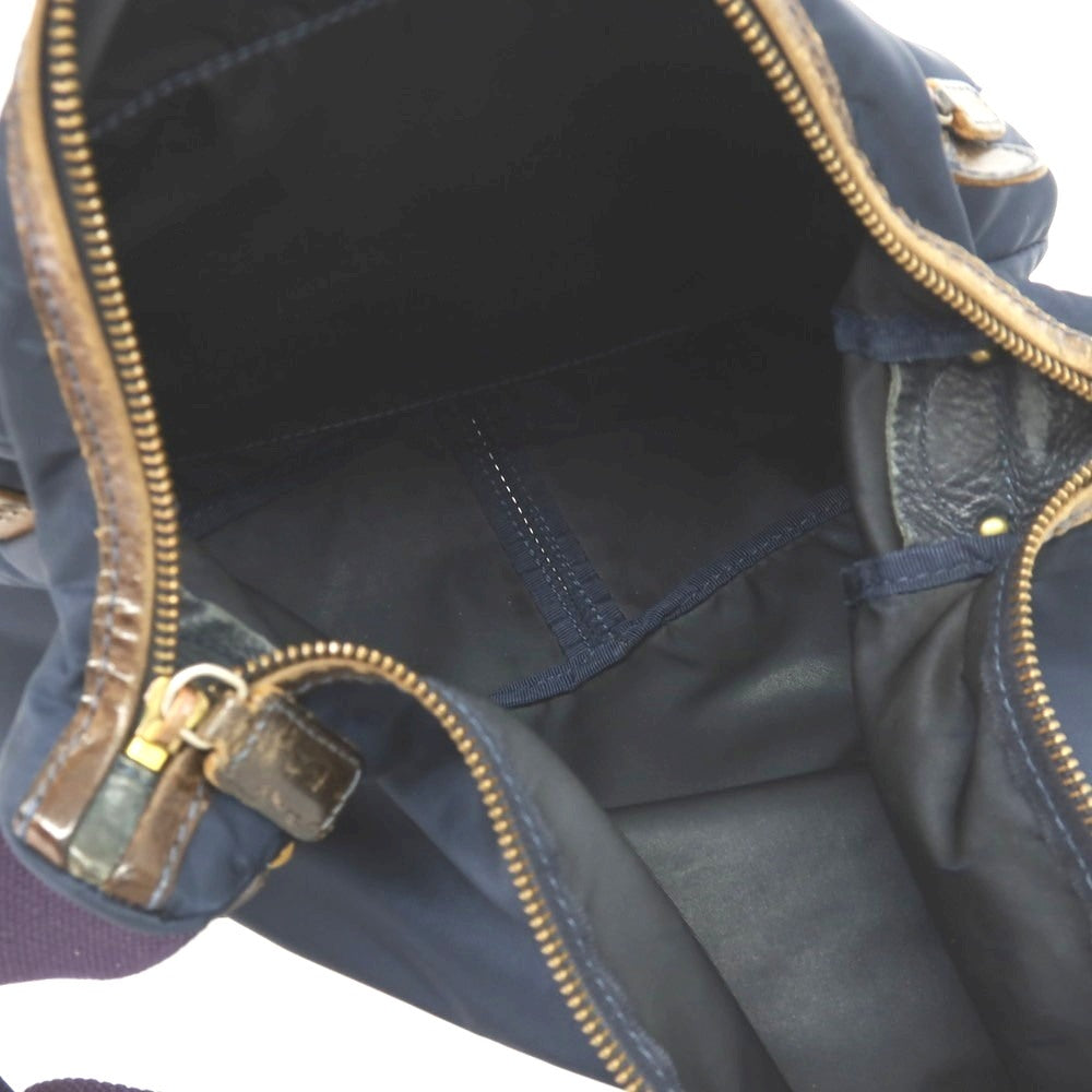【中古】フェリージ Felisi 9362 ナイロン×レザー ショルダーバッグ ネイビーxダークブラウン【サイズ使用感】【 状態ランクC 】【 メンズ 】