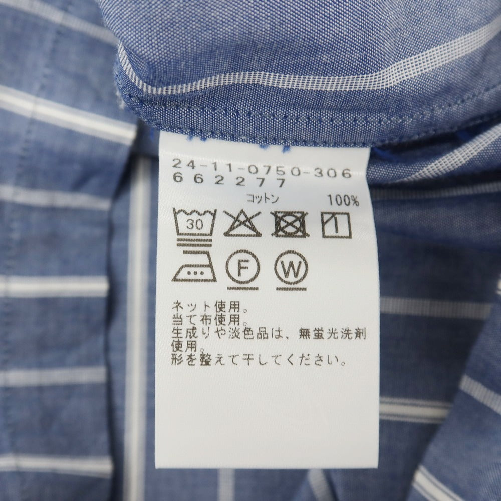 【中古】ブリッラ ペル イル グスト Brilla per il gusto コットン ストライプ セミワイドカラー プルオーバーシャツ ダークブルーxホワイト【サイズXS】【 状態ランクB 】【 メンズ 】
