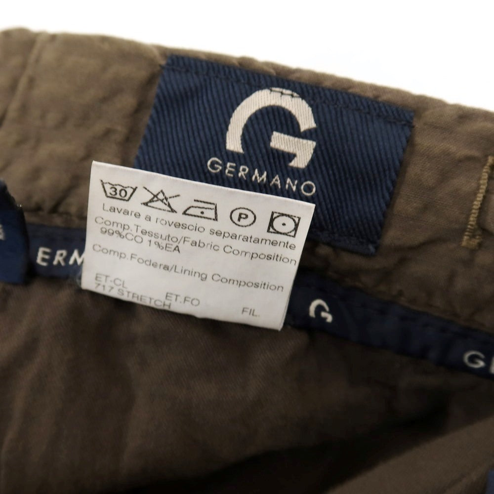 【中古】ジェルマーノ GERMANO コットンポリウレタン シアサッカー イージー カジュアルスラックスパンツ カーキブラウン【サイズ44】【 状態ランクB 】【 メンズ 】