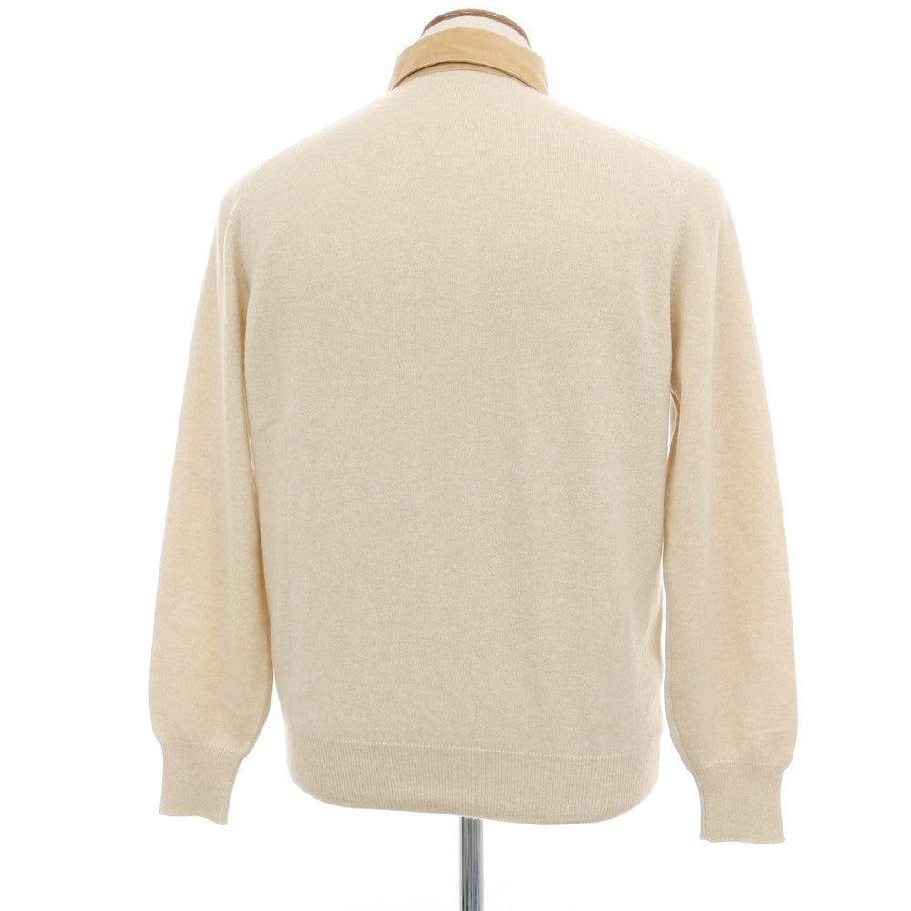 【中古】ブルネロクチネリ Brunello Cucinelli カシミヤ ボタンダウン 長袖 ポロニット ベージュ【サイズ48】【 状態ランクB 】【 メンズ 】