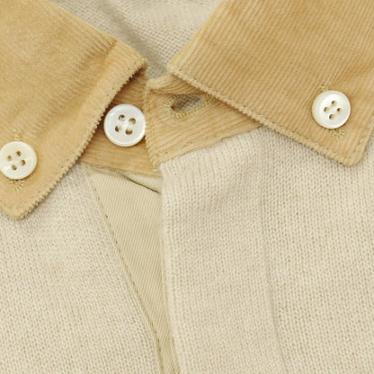 【中古】ブルネロクチネリ Brunello Cucinelli カシミヤ ボタンダウン 長袖 ポロニット ベージュ【サイズ48】【 状態ランクB 】【 メンズ 】