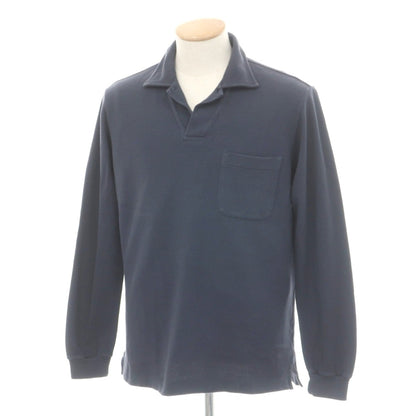 【中古】ロロピアーナ Loro Piana 鹿の子コットン 長袖ポロシャツ ネイビー【サイズS】【 状態ランクC 】【 メンズ 】