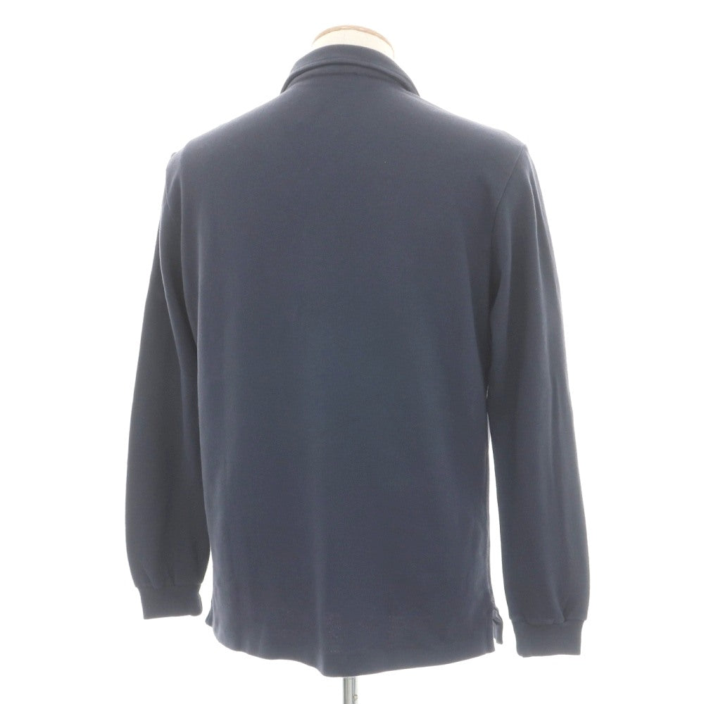 【中古】ロロピアーナ Loro Piana 鹿の子コットン 長袖ポロシャツ ネイビー【サイズS】【 状態ランクC 】【 メンズ 】