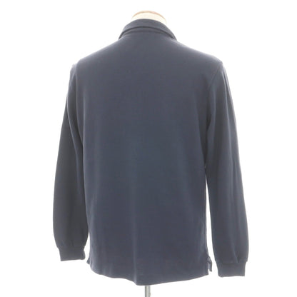 【中古】ロロピアーナ Loro Piana 鹿の子コットン 長袖ポロシャツ ネイビー【サイズS】【 状態ランクC 】【 メンズ 】