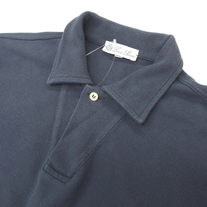 【中古】ロロピアーナ Loro Piana 鹿の子コットン 長袖ポロシャツ ネイビー【サイズS】【 状態ランクC 】【 メンズ 】