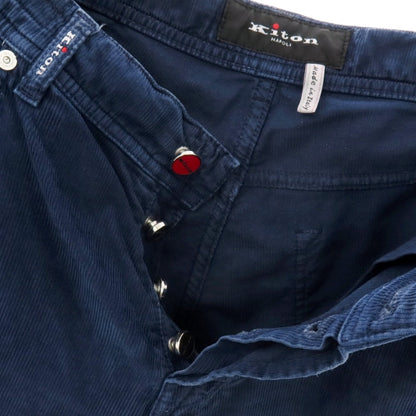 【中古】キートン Kiton ストレッチ コットン 細畝 コーデュロイパンツ ネイビー【サイズ32】【 状態ランクC 】【 メンズ 】