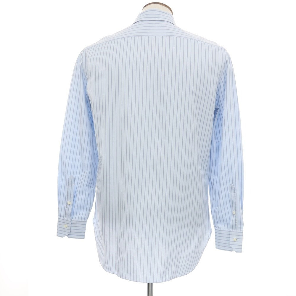 【中古】バルバ BARBA コットン ストライプ セミワイドカラー ドレスシャツ ライトブルーxライトネイビー【サイズ41】【 状態ランクC 】【 メンズ 】