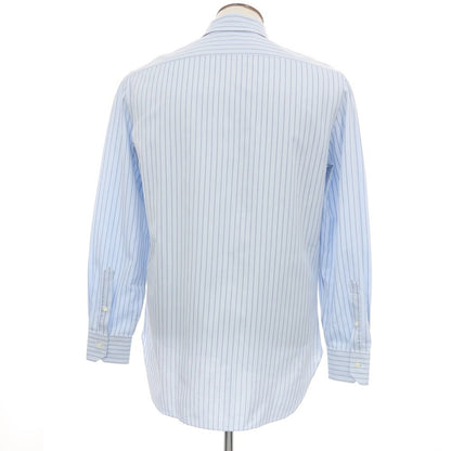 【中古】バルバ BARBA コットン ストライプ セミワイドカラー ドレスシャツ ライトブルーxライトネイビー【サイズ41】【 状態ランクC 】【 メンズ 】
