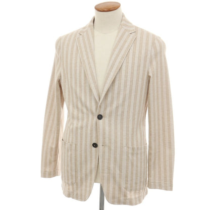 【中古】ティージャケット T-JACKET コットンポリエステルリネン ジャージー ストライプ 2B カジュアルジャケット ベージュ【サイズM】【 状態ランクA 】【 メンズ 】